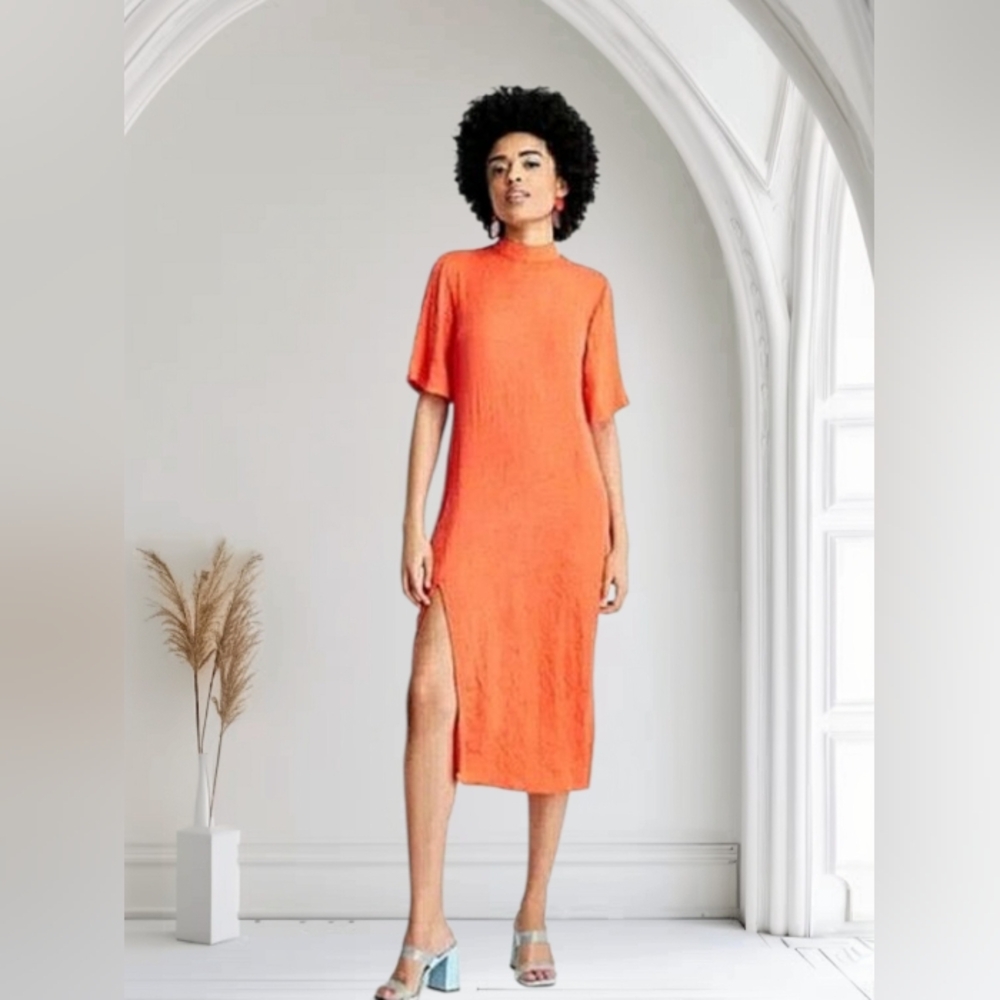 GORGEOUS GABRIELLA ORANGE MIDI DRESS NEW WITH TAGS SIZE MEDIUM